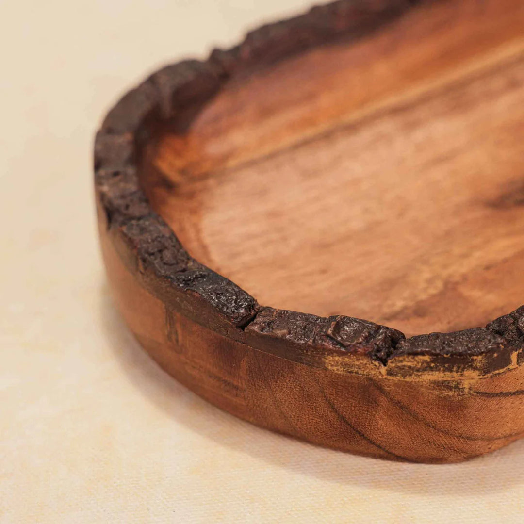 Ireka Homes Multi-Purpose Oh Deer Serving Platter - Premium Acacia Wood Platter - Decorative Kitchen Platter for Serving Food, Drinks, Coffee, and Cheese (12x6 inches)