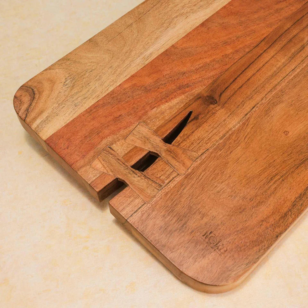 Ireka Homes Chopzy Acacia Wood Chopping Board - Handmade, Sustainable, Cut-Resistant - Perfect for Vegetables, Meat, Cheese & Serving