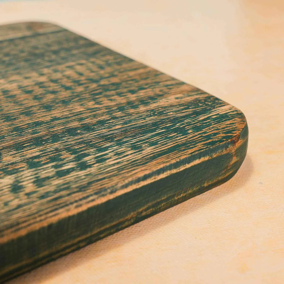 Ireka Homes Chefio Acacia Wood Chopping Board - Handmade, Sustainable, Cut-Resistant - Rattan Handle with Grey Finish - Perfect for Vegetables, Meat, Cheese & Serving