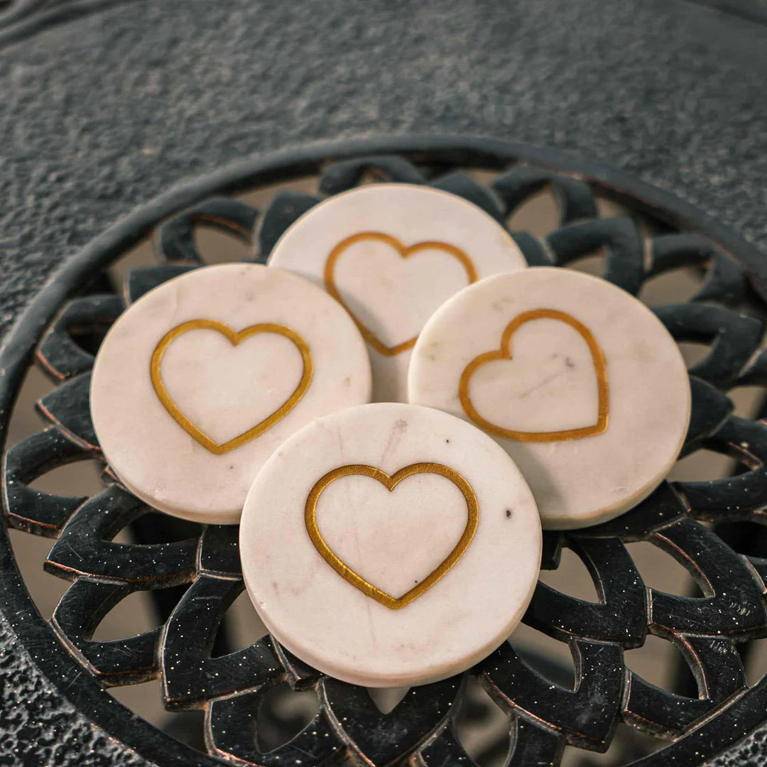 Ireka Homes Cupid’s Touch Marble Coaster Set – Ideal for Coffee Tables, Desks, & Gifting