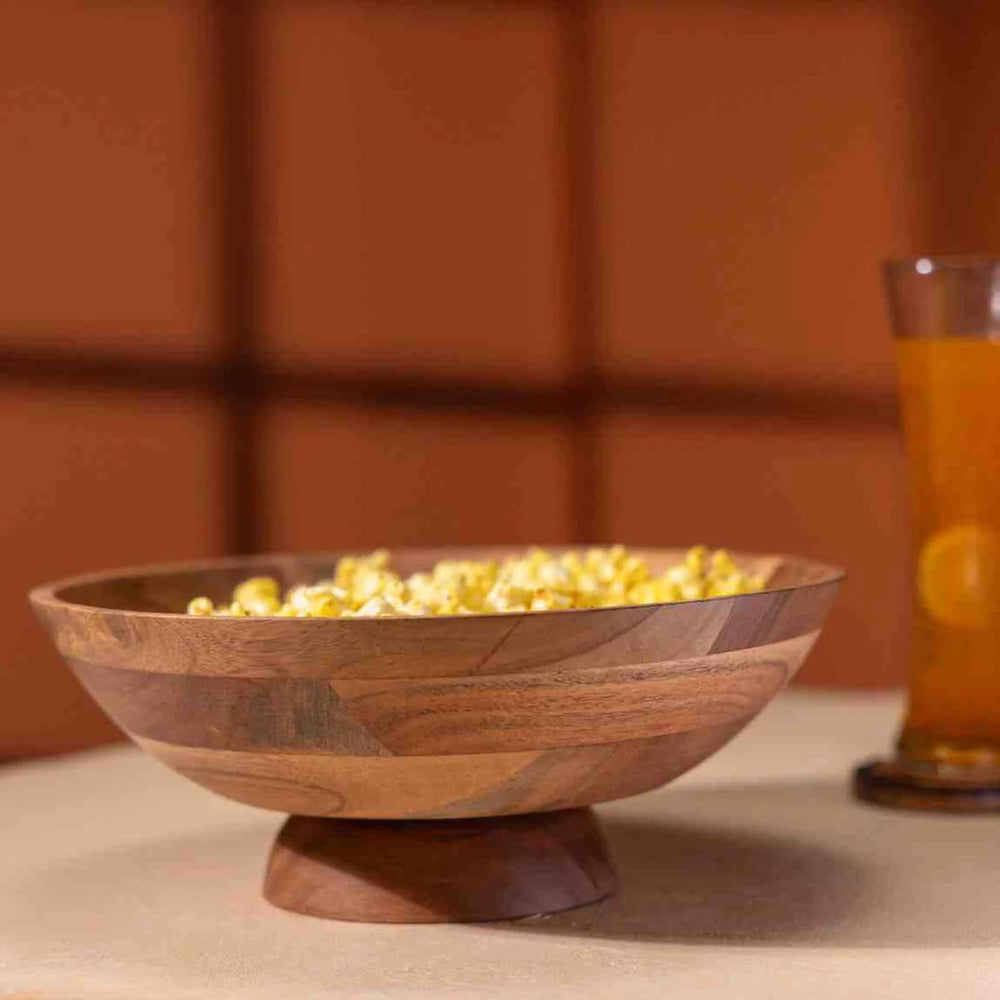 Ireka Homes Handcrafted Surya Serving Bowls - Multipurpose Acacia Wood Bowls - Durable Bowls for Serving Food, Snacks, and Desserts (12 inches)