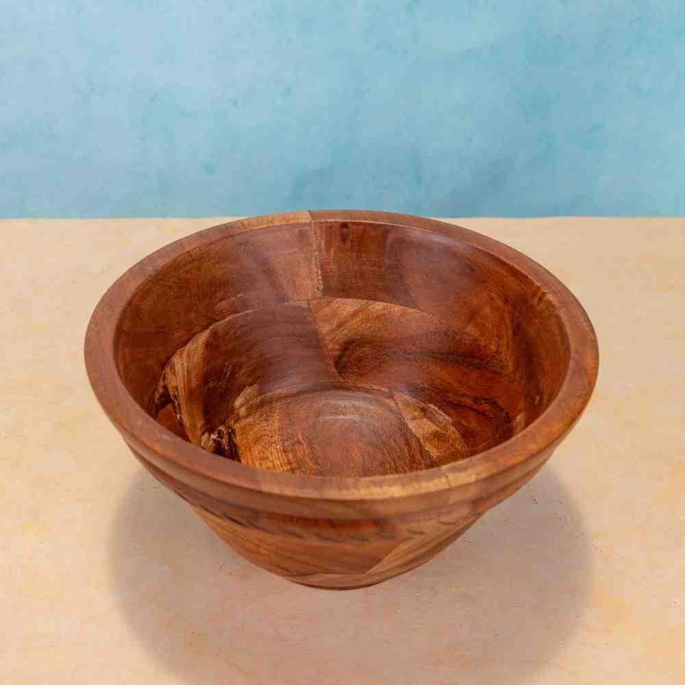 Ireka Homes Handcrafted Annapurna Serving Bowls - Multipurpose Acacia Wood Bowls - Durable Bowls for Serving Food, Snacks, and Desserts (8.5 inches)
