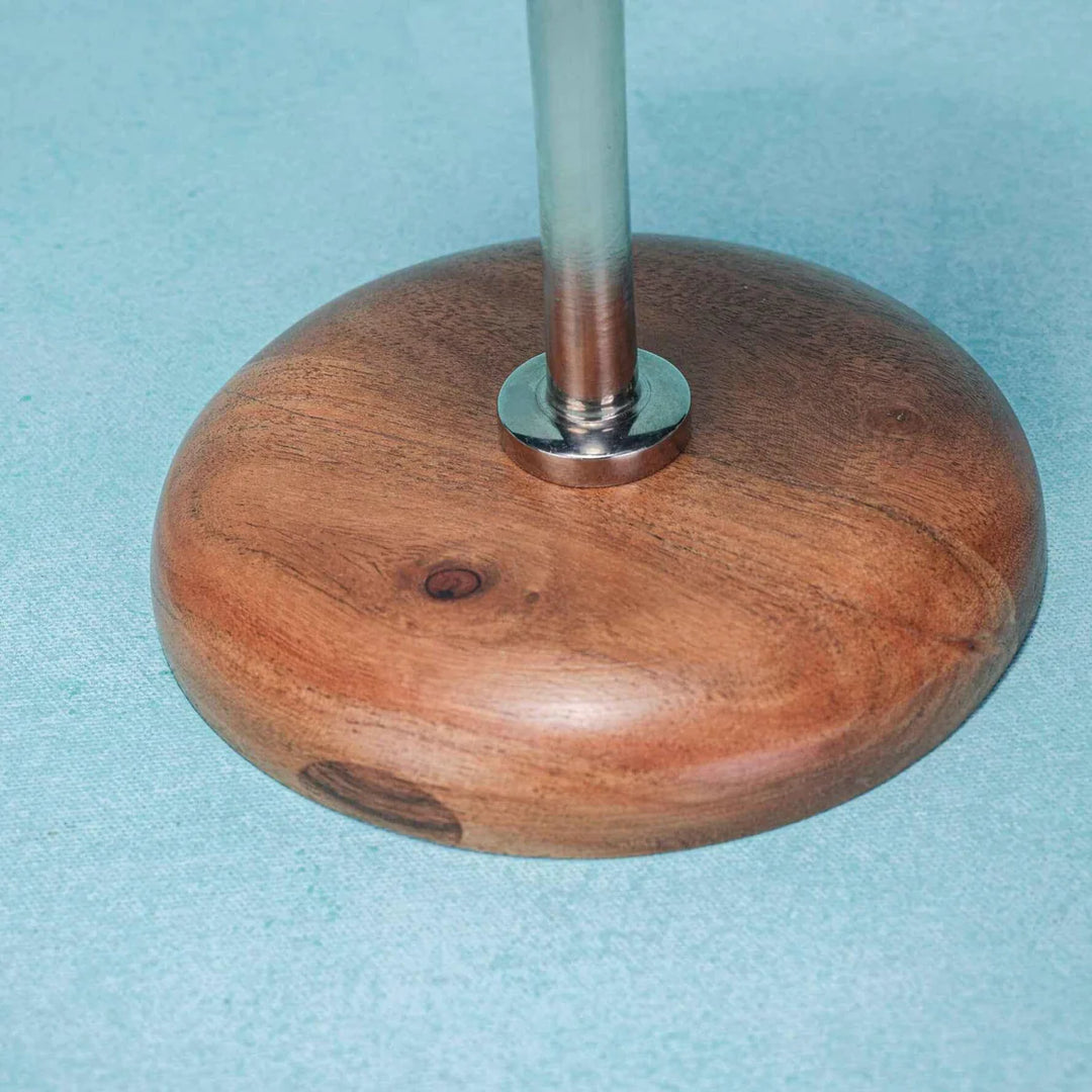 Ireka Homes Aurora Candle Holder - Handcrafted Acacia Wood & Glass Candle Stand With Candle - Stylish Centerpiece for Weddings, Diwali & Christmas Décor