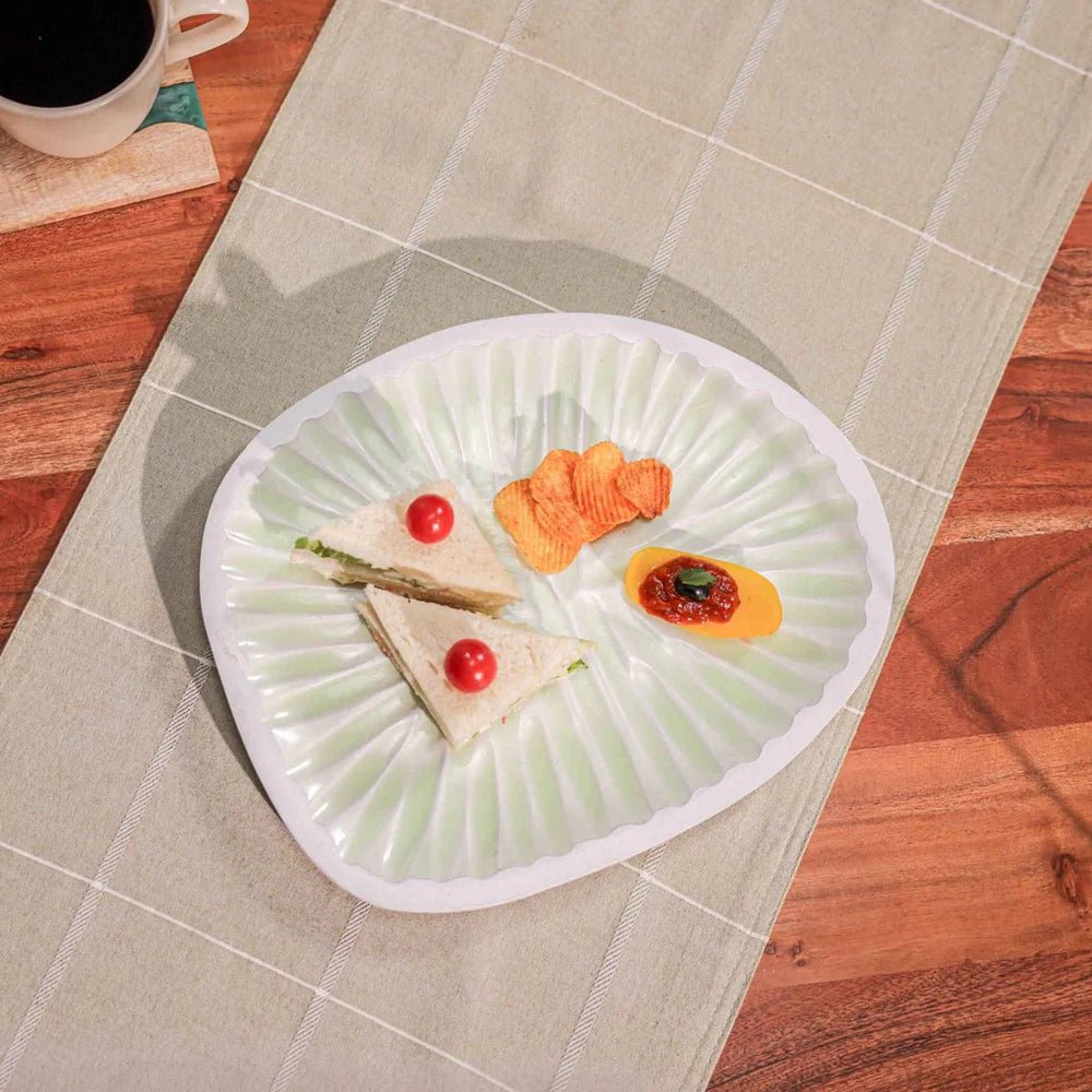 Ireka Homes Multi-Purpose Loop de Cool Serving Platter - Premium Acacia Wood Platter With Enamel Coating - Decorative Kitchen Platter for Serving Food, Drinks, Coffee, and Cheese (11.8x9.5 inches)
