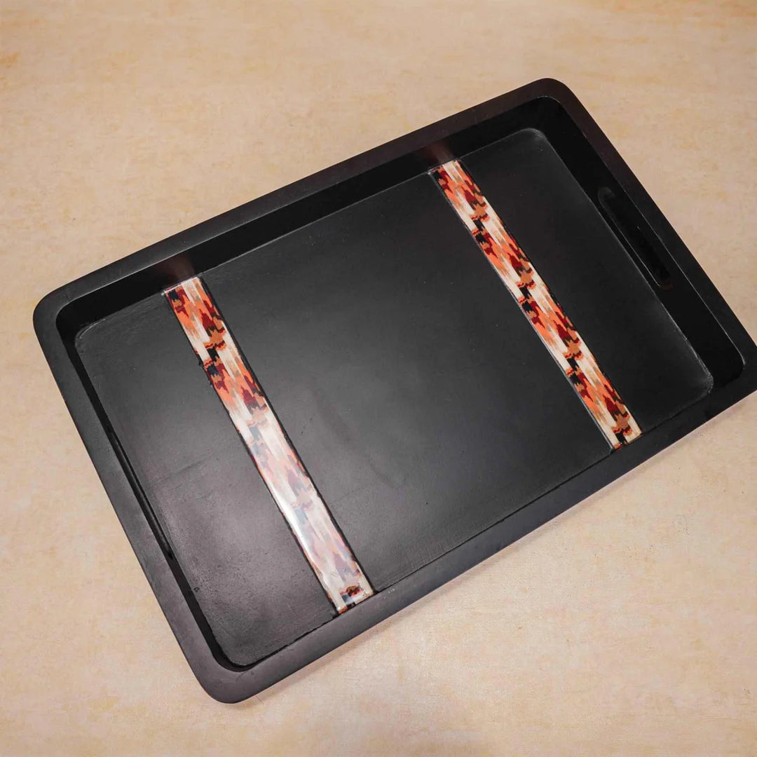 Ireka Homes Multi-Purpose Aarambh Serving Tray – Premium Acacia Wood Tray – Decorative Kitchen Tray for Serving Food, Drinks, Coffee, and Cheese (18x12 inches)