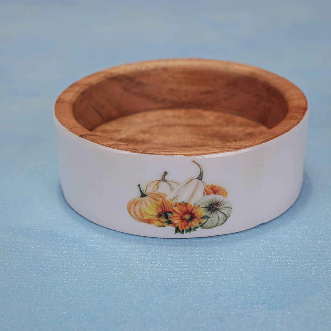 Ireka Homes Handcrafted Dip Trip Serving Bowls - Multipurpose Acacia Wood Bowls With Enamel - Durable Bowls for Serving Food, Snacks, and Desserts (18x5 inches)