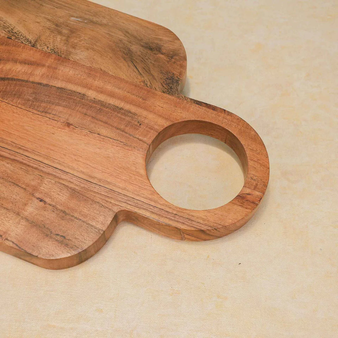 Ireka Homes Slizen Acacia Wood Chopping Board - Handmade, Sustainable, Cut-Resistant - Perfect for Vegetables, Meat, Cheese & Serving