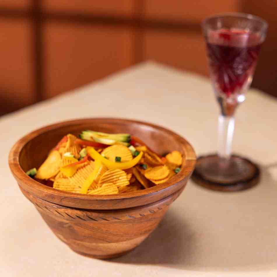 Ireka Homes Handcrafted Annapurna Serving Bowls - Multipurpose Acacia Wood Bowls - Durable Bowls for Serving Food, Snacks, and Desserts (8.5 inches)