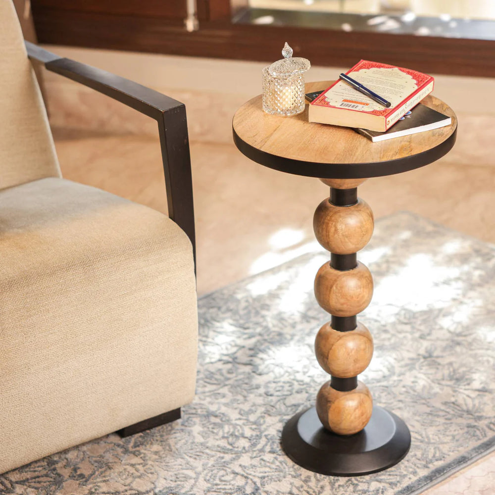 Ireka Homes Pearl Wooden End Table – Handmade, Sustainable, Durable – Perfect for Living Rooms, Bedrooms, & Home Décor
