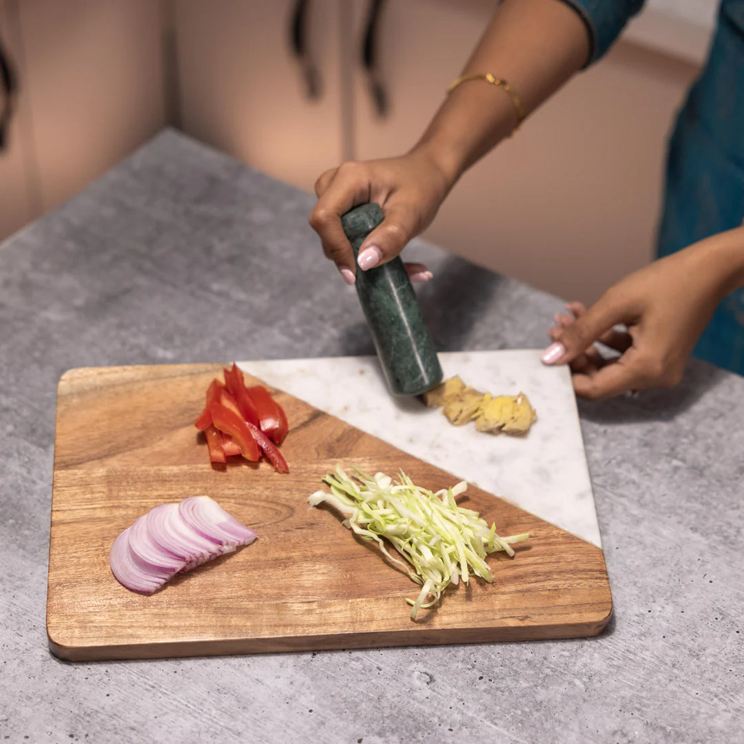 Ireka Homes Multi-Purpose Stonewood Chopping Board – Premium Acacia Wood Board – Antibacterial & Durable Kitchen Board for Chopping and Serving Food, Drinks, and Cheese (12 x 8 x 0.59 inches)
