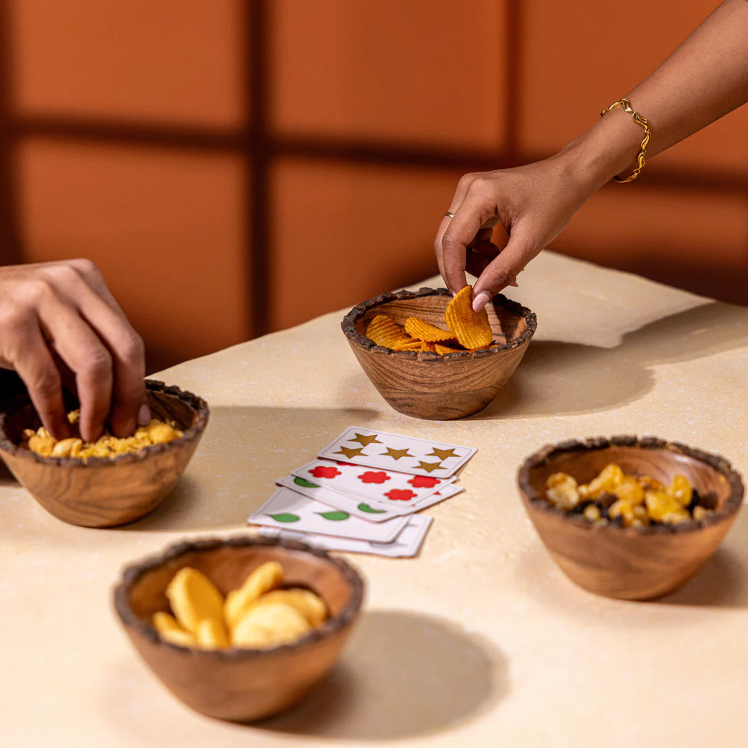 Ireka Homes Handcrafted Vriksha Snack Bowls - Multipurpose Acacia Wood Bowls With Bark - Durable Bowls for Serving Food, Snacks, and Desserts (5 inches)