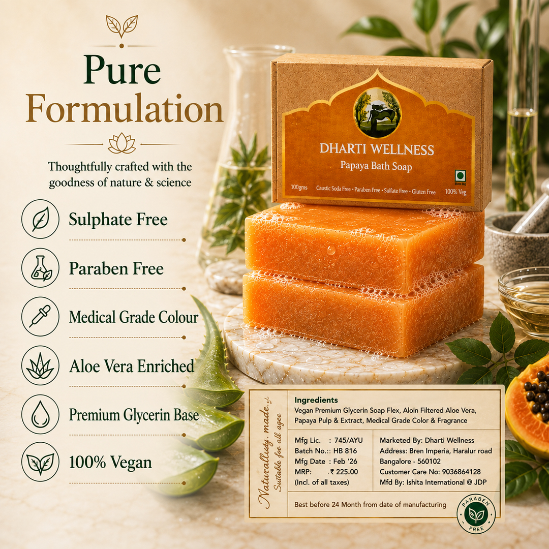 Papaya Bath Soap -  Organic | Natural | Caustic - Soda Free | For Dry - Skin | Nourishing | Brightening | Glow