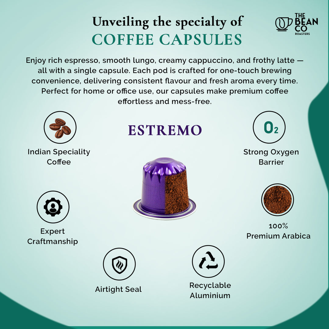 The Bean Co Roasters Estremo Aluminium Coffee Capsules | Combo Pack
