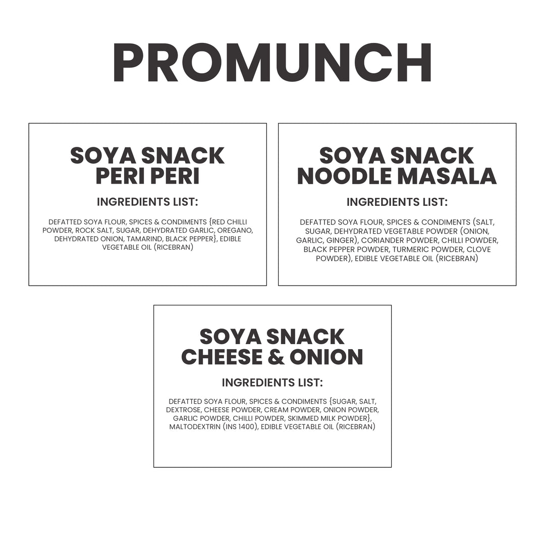 Variety Pack Protein Snacks (Cheese & Onion, Peri Peri, Noodle Masala)-150gm x 3