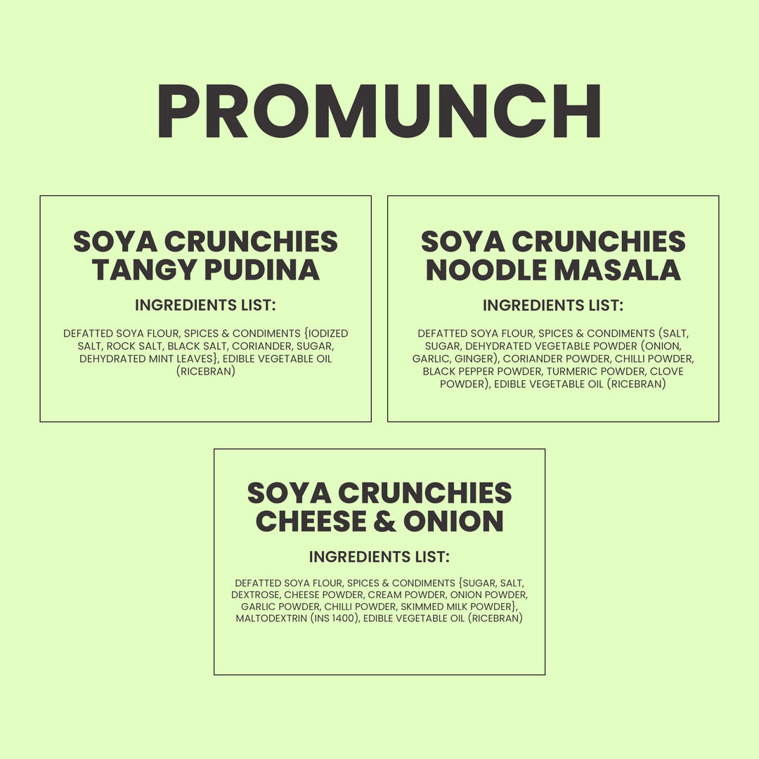 Variety Pack Protein Crunchies (Noodle Masala, Tangy Pudina, Cheese & Onion)-150gm x 3