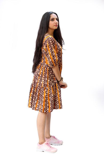 Agati Design Izna Golden Yellow Brown Tunic