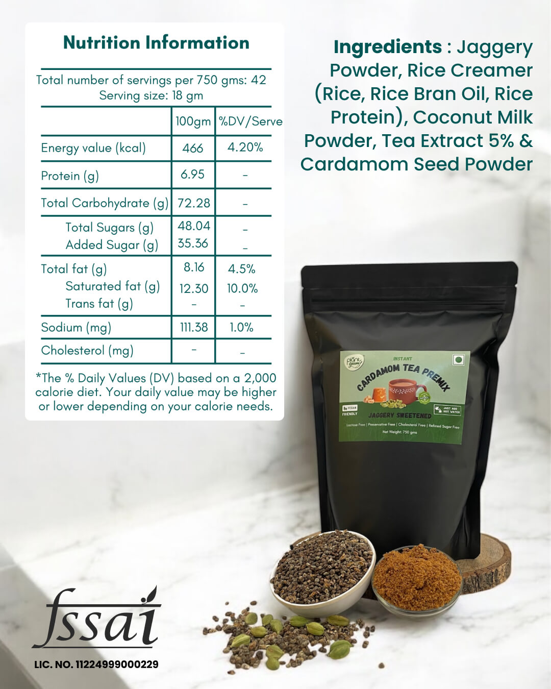 Jaggery Tea Premix - Cardamom (Elaichi) - Super Saver Pack - 750gm