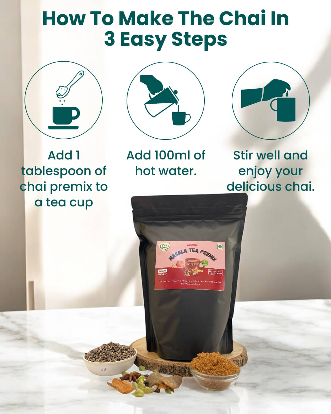 Jaggery Tea Premix - Masala - Authentic Indian Chai Super Saver Pack - 750gm