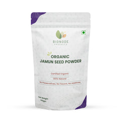 Bionode Organics Certified Organic Jamun Seed Powder For Healthy Digestion & Sugar Levels | 100% Pure & Natural | Good For Heart Health, Immune System | Pack of 2