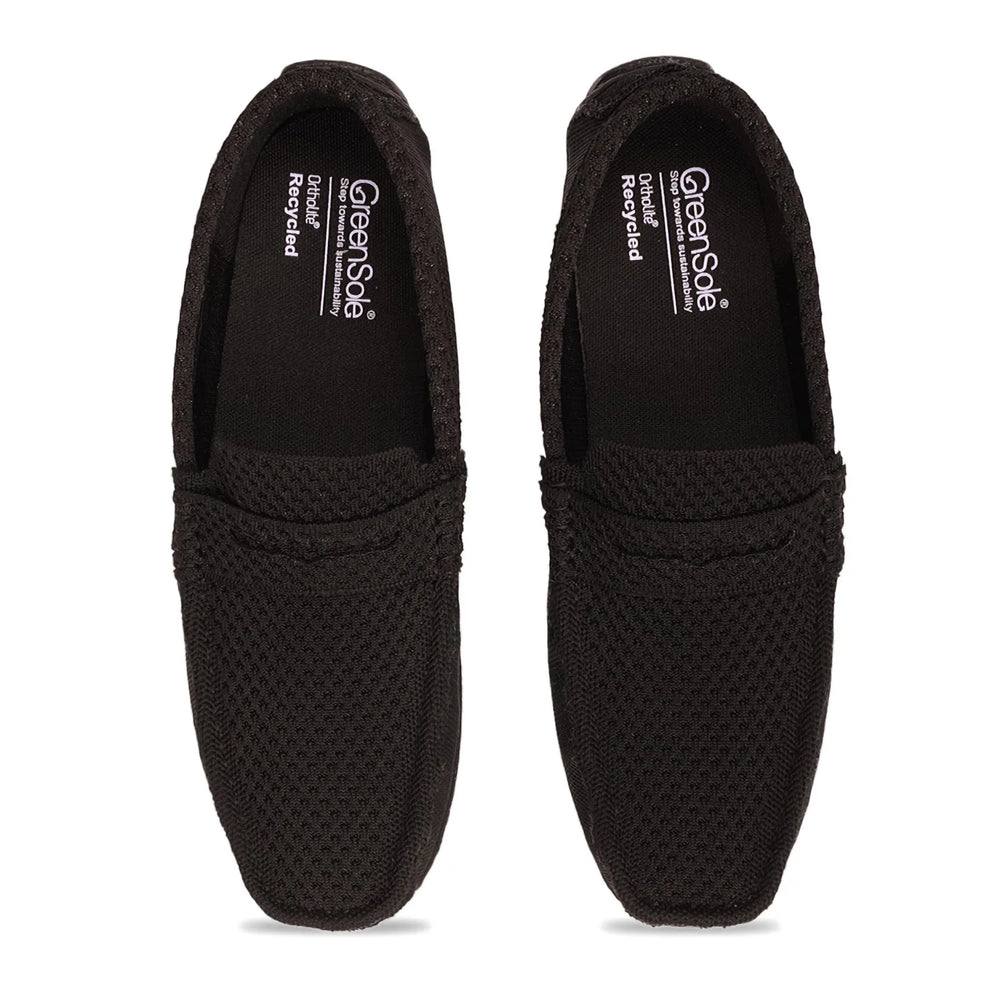 Greensole jet black moc mens shoes loafers