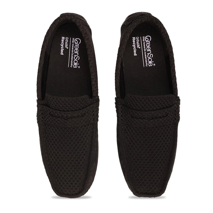 Greensole jet black moc mens shoes loafers