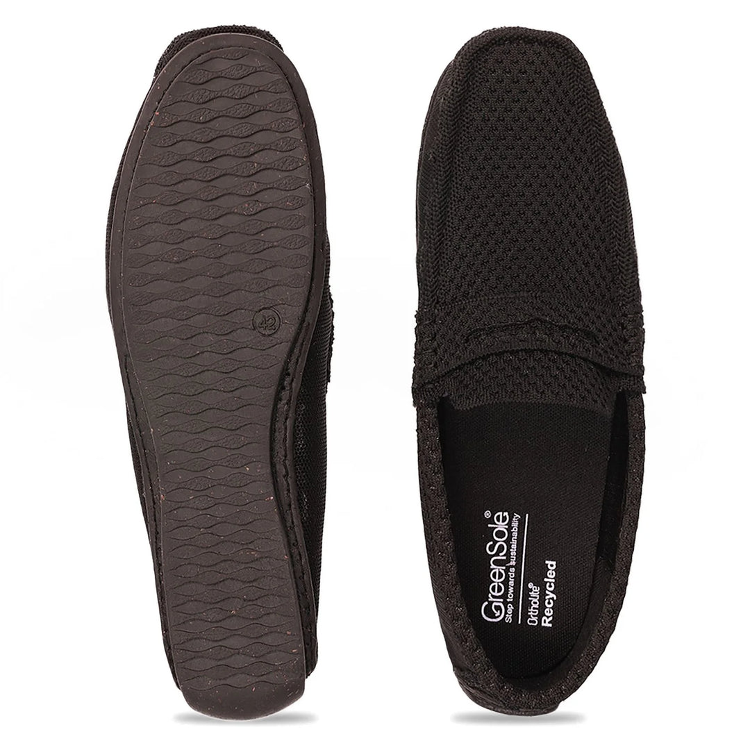 Greensole jet black moc mens shoes loafers