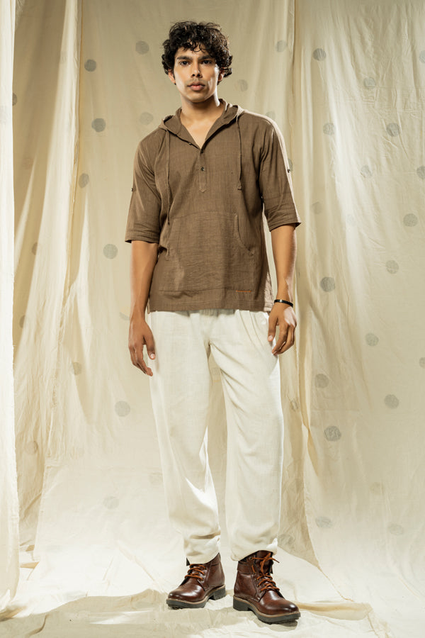 Urban Looms- Locally-Crafted Men's Full Sleeve Hooded Kurta