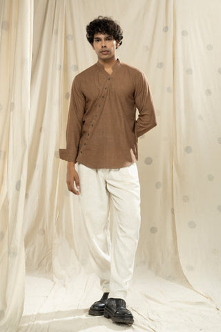 Handwoven Heritage- Timeless Essential Men's Kurta with Mandarin Collar