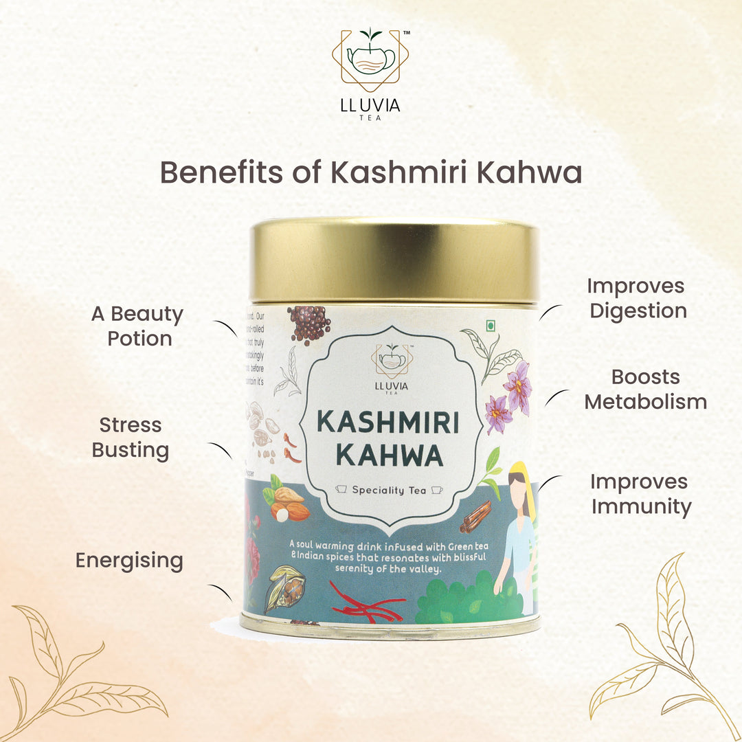 Lluvia Tea Kashmiri Kahwa Tea - Rich in Antioxidants | Helps to Relax & De-Stress | Boosts Immunity (50gm)