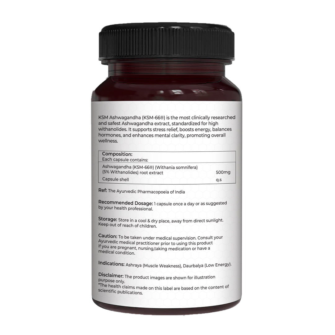 KSM-66 Ashwagandha 500mg  Standardized Root Extract | Stress & Vitality
