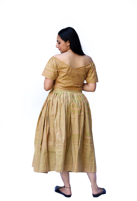 Agati Design Karvi Mehendi Yarn Dyed Top and Skirt