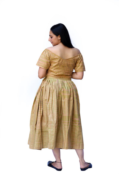 Karvi Mehendi Yarn Dyed Top and Skirt