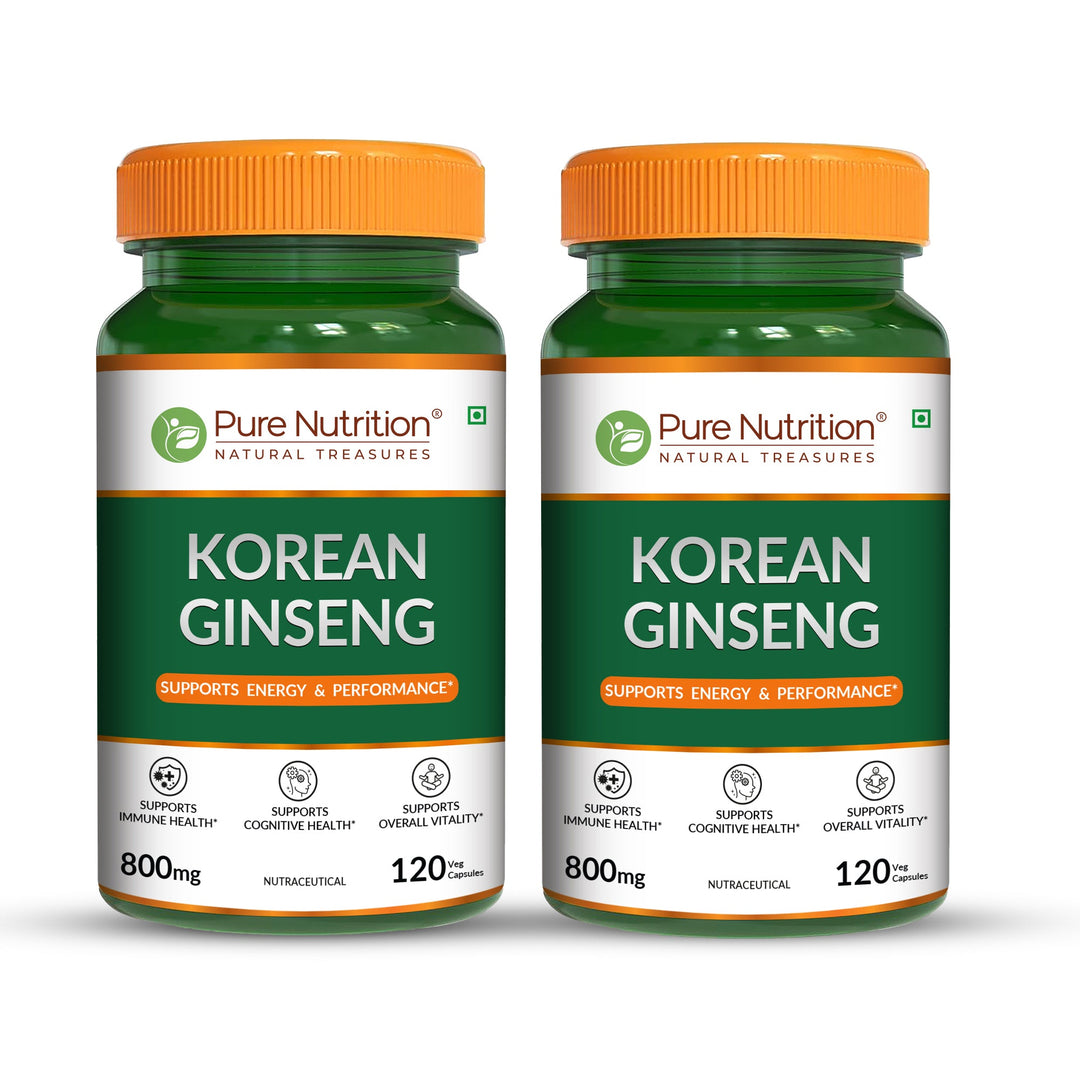 Korean Ginseng (Panax) Capsules 120 Count  Energy, Stamina & Brain Health