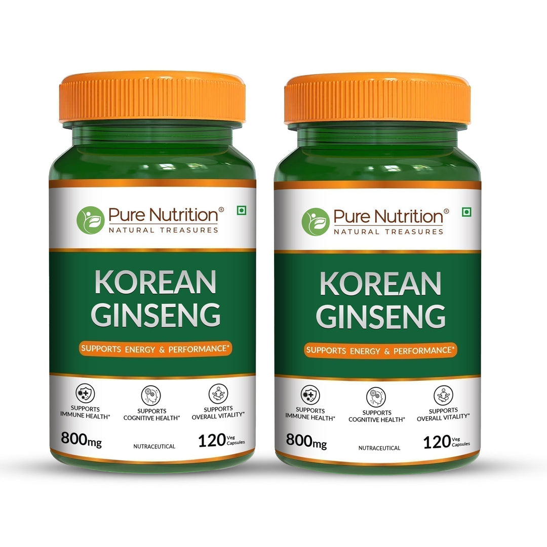 Korean Ginseng (Panax) Capsules 120 Count  Energy, Stamina & Brain Health