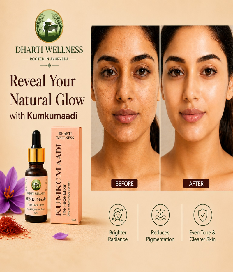 Dharti Wellness Kumkumaadi Day & Night Face Serum | Ayurvedic Face Oil for Anti-Ageing, Pigmentation, Acne & Brightening