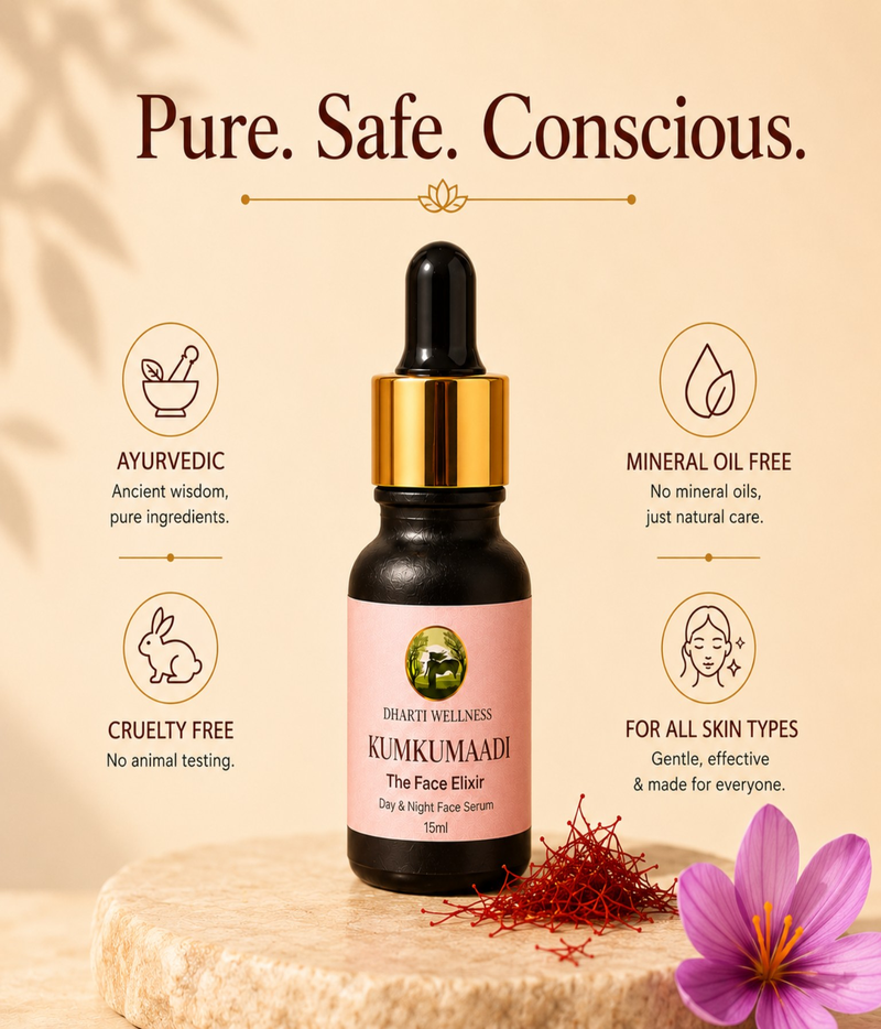 Dharti Wellness Kumkumaadi Day & Night Face Serum | Ayurvedic Face Oil for Anti-Ageing, Pigmentation, Acne & Brightening