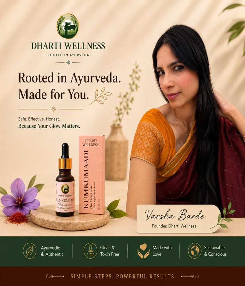 Dharti Wellness Kumkumaadi Day & Night Face Serum | Ayurvedic Face Oil for Anti-Ageing, Pigmentation, Acne & Brightening