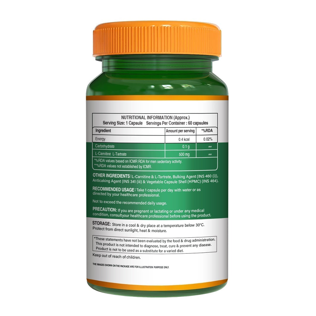 L-Carnitine L-Tartrate 500mg Veg Capsules  Fat Metabolism & Energy