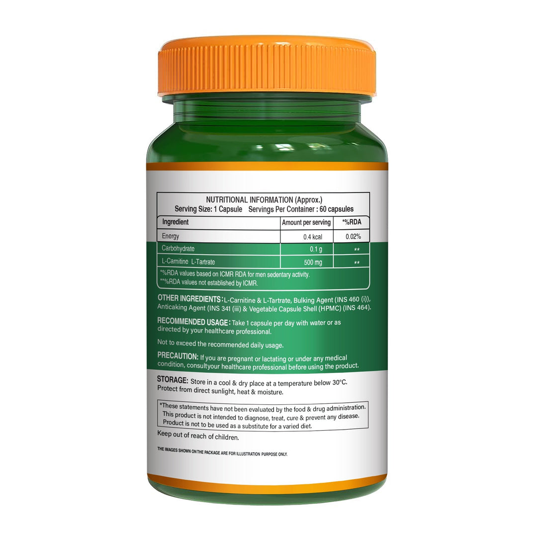 L-Carnitine L-Tartrate 500mg Veg Capsules  Fat Metabolism & Energy