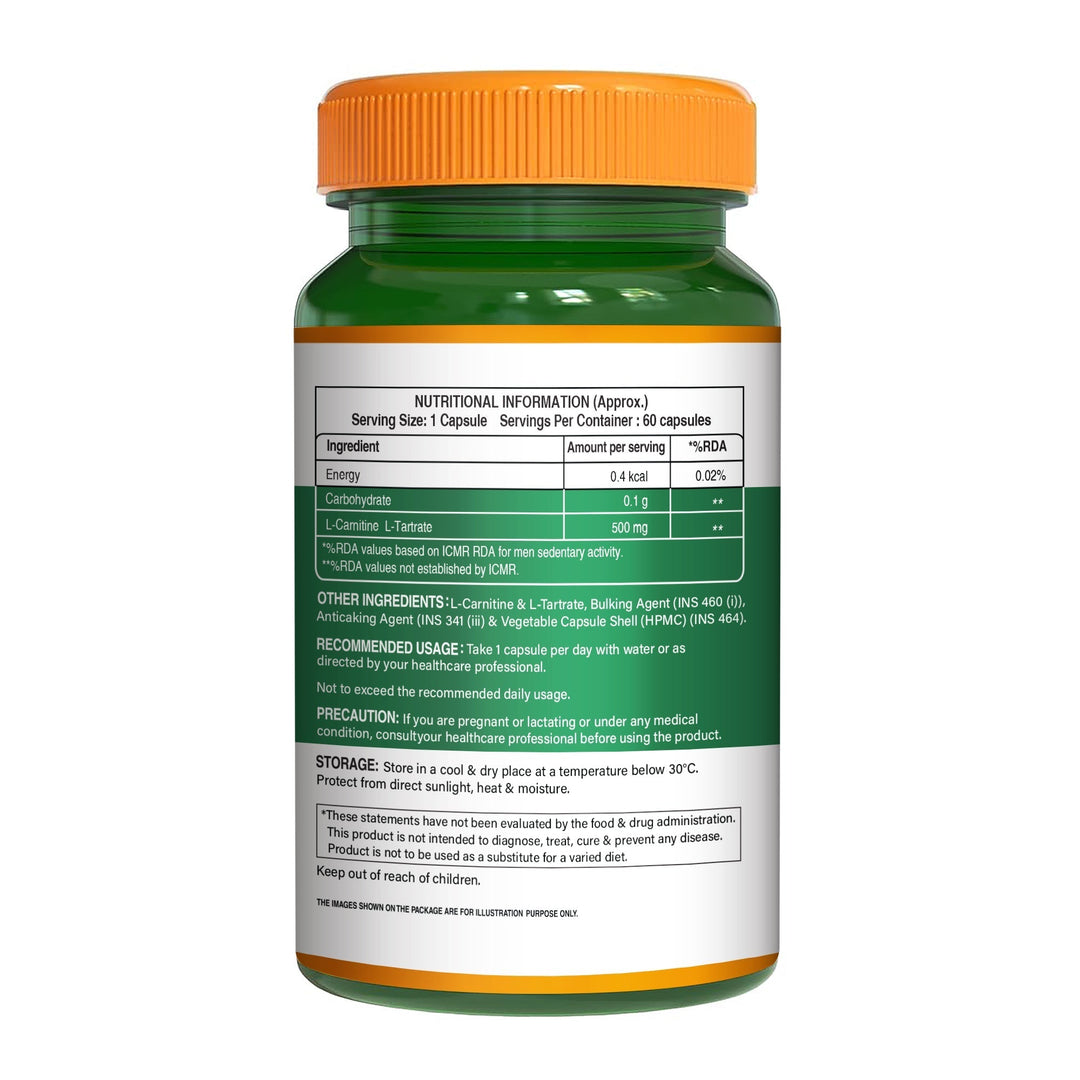 L-Carnitine L-Tartrate 500mg Veg Capsules  Fat Metabolism & Energy