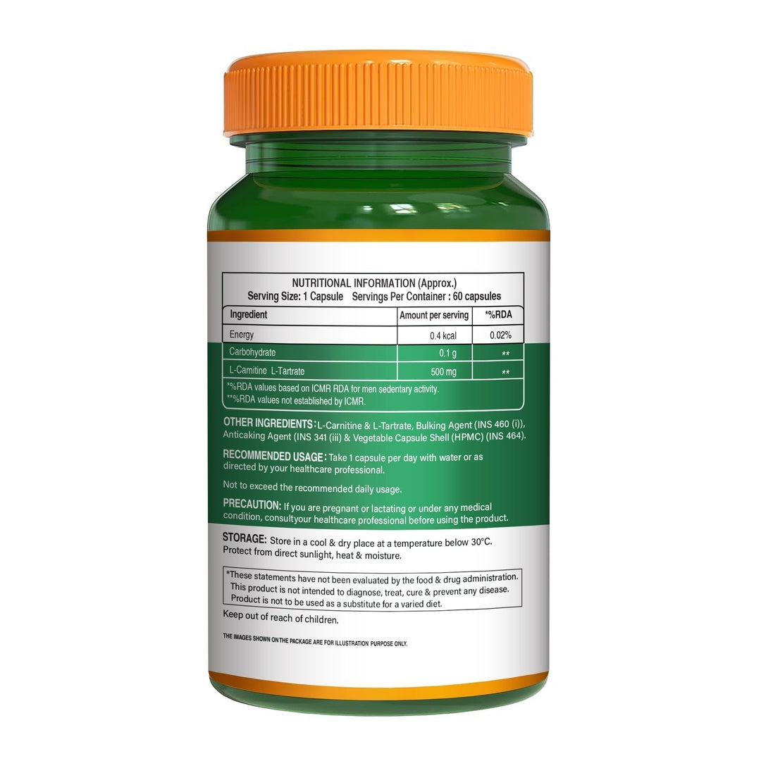 L-Carnitine L-Tartrate 500mg Veg Capsules  Fat Metabolism & Energy