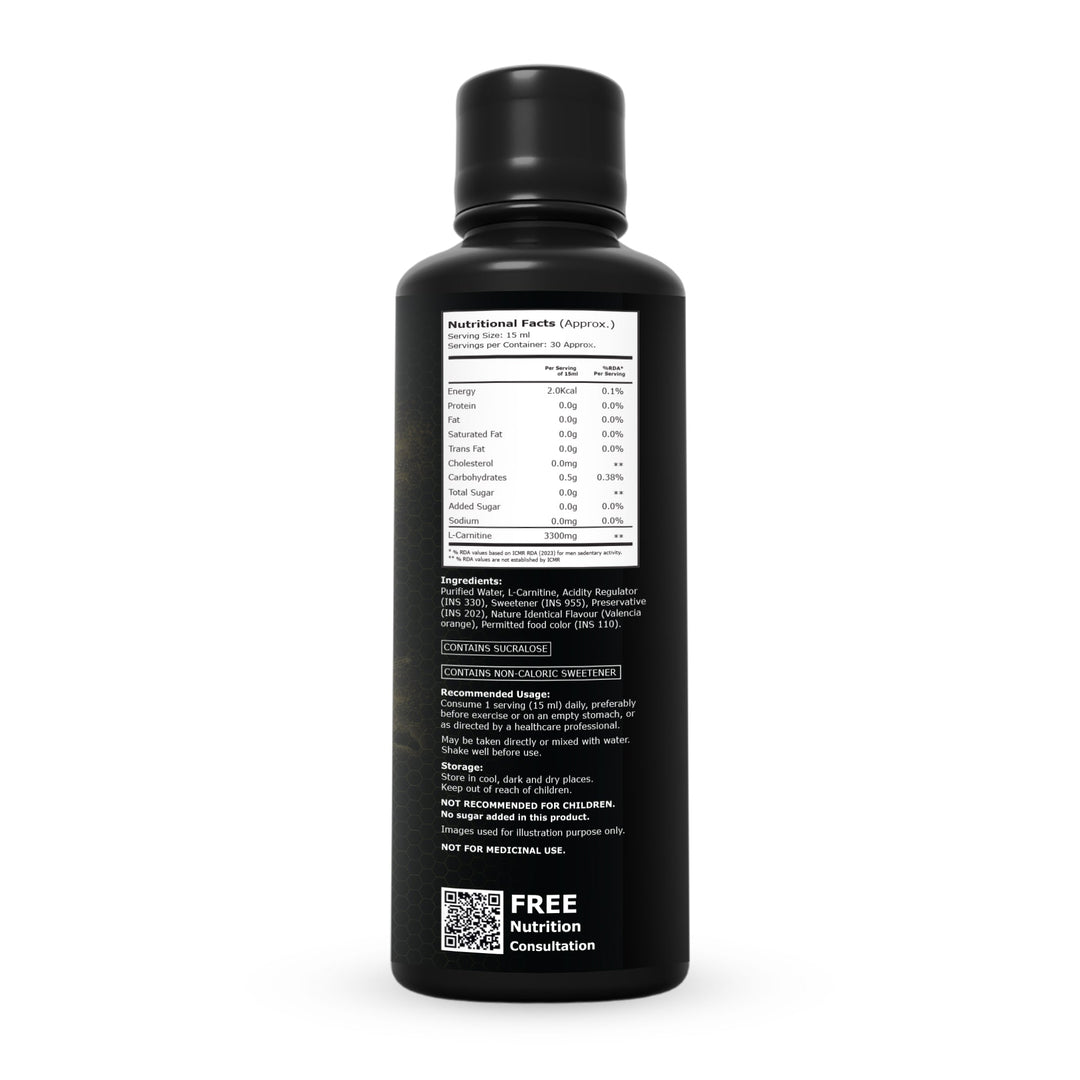 L-Carnitine Liquid 3300mg – Fat Metabolism, Energy & Weight Support | 450ml