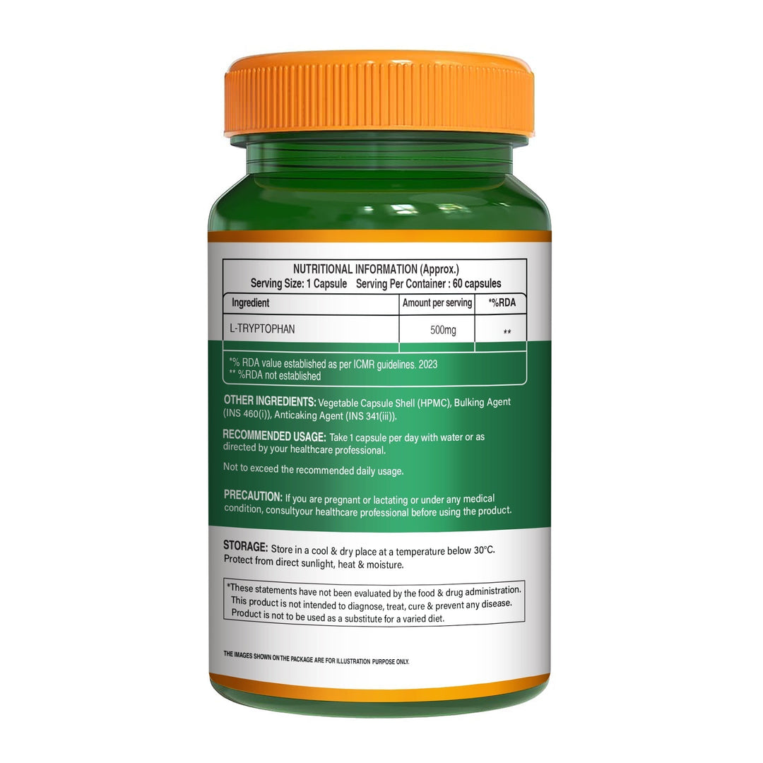 L-Tryptophan 500mg Veg Capsules  Mood Balance, Sleep & Wellness