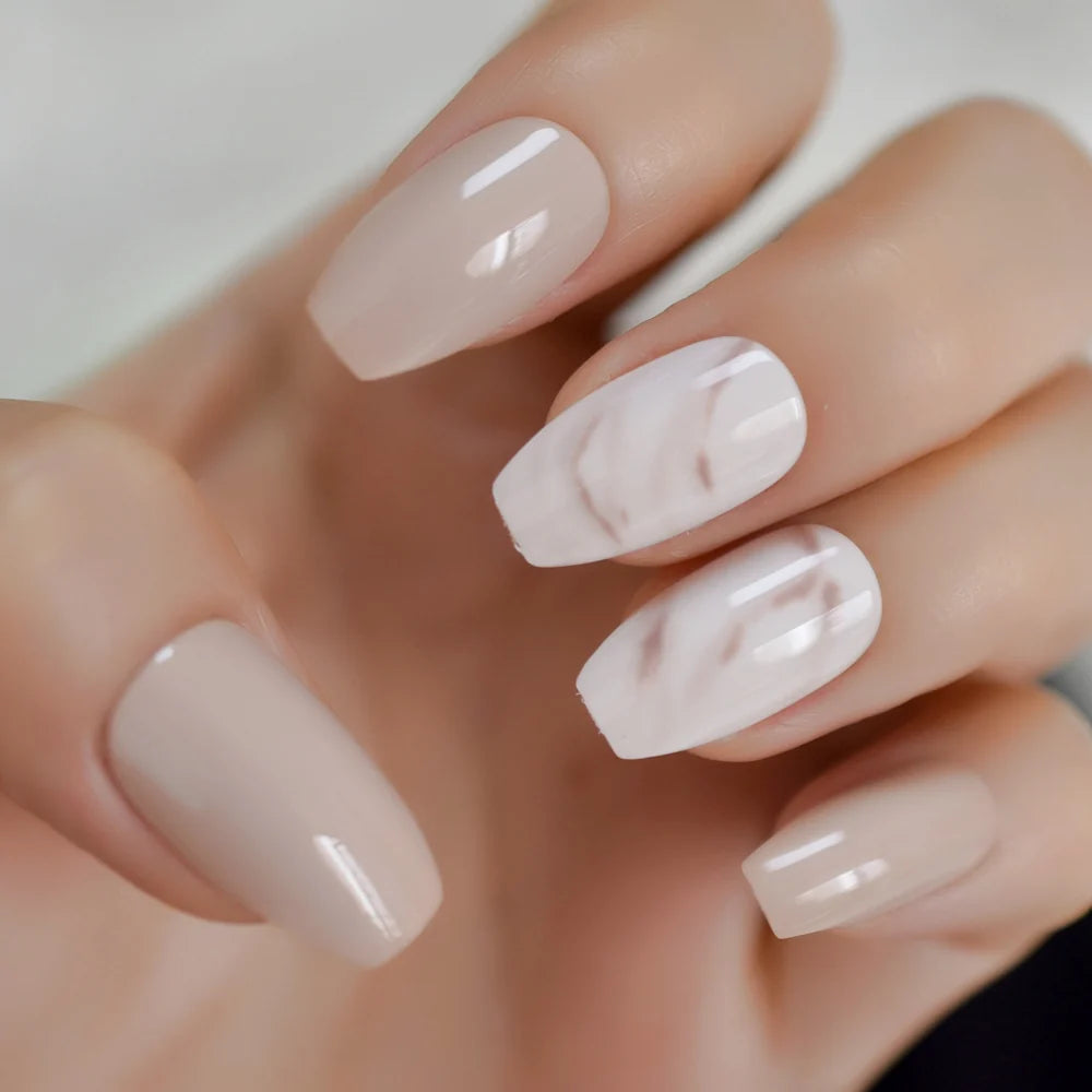 Gush Beauty Beige Dream | Short Coffin, Press on Nails