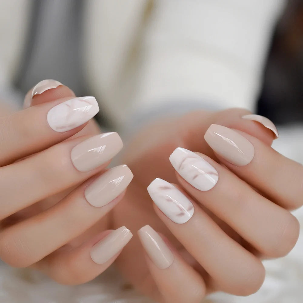 Gush Beauty Beige Dream | Short Coffin, Press on Nails