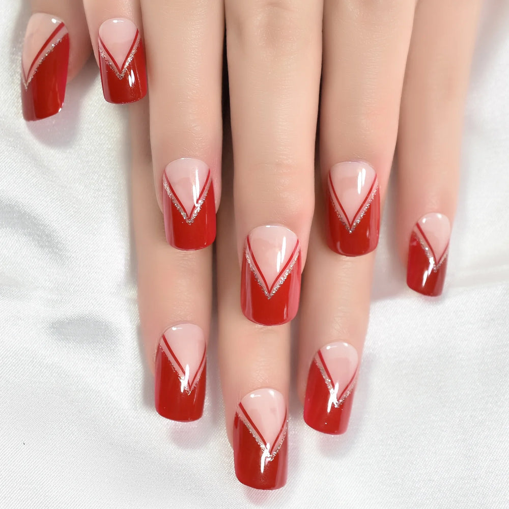 Gush Beauty Red Edge - Medium Square - Press on Nails