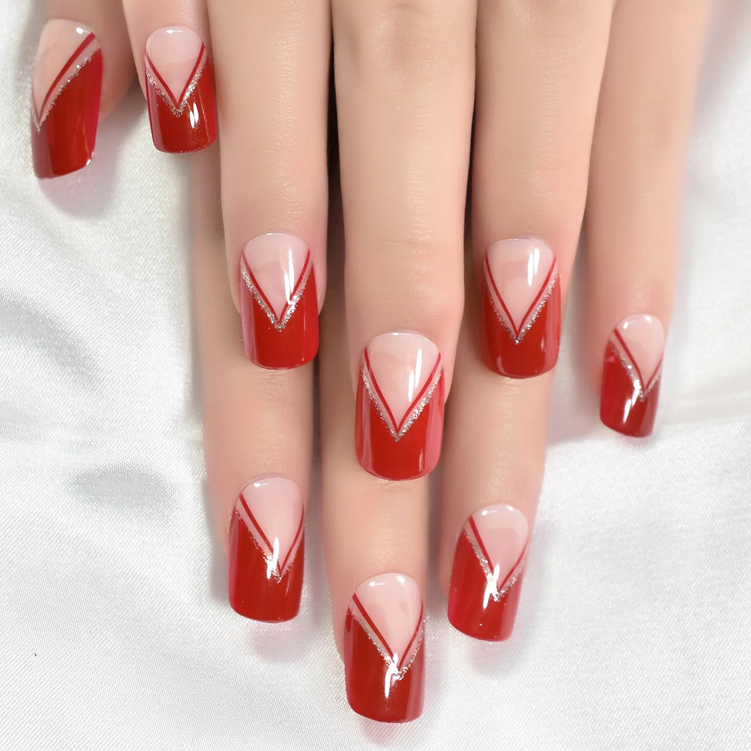 Gush Beauty Red Edge - Medium Square - Press on Nails