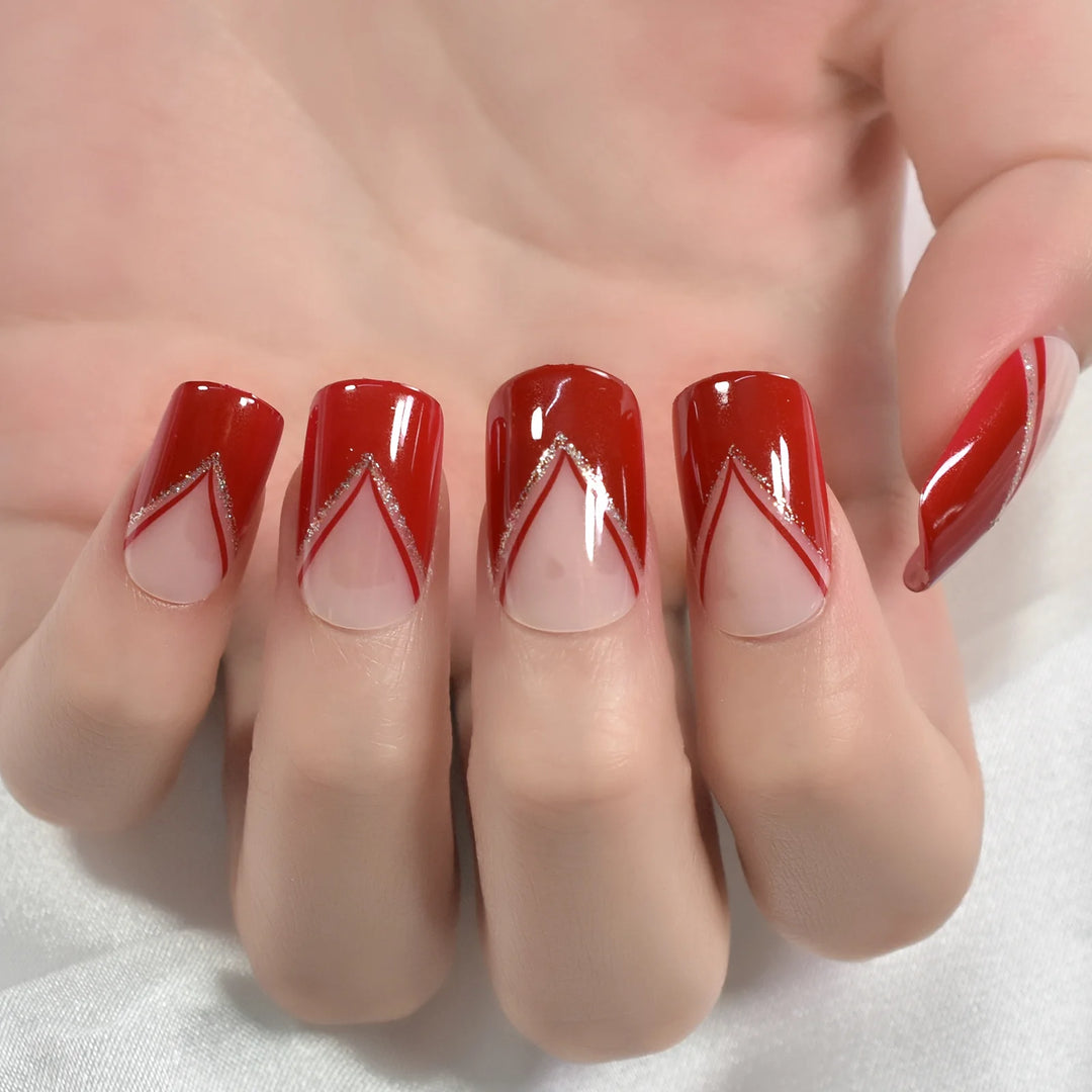 Gush Beauty Red Edge - Medium Square - Press on Nails