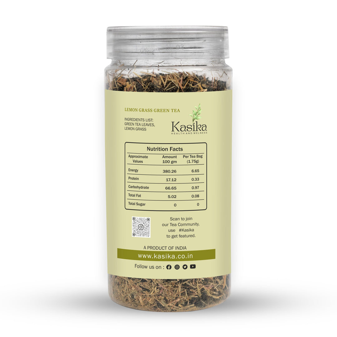 Kasika Lemon Grass Green Tea – Loose Leaf Tea | Refreshing Blend of Green Tea Leaves & Lemon Grass | Rich in Antioxidants | Supports Digestion & Boosts Immunity | Hot & Iced | Vegan & Gluten-Free