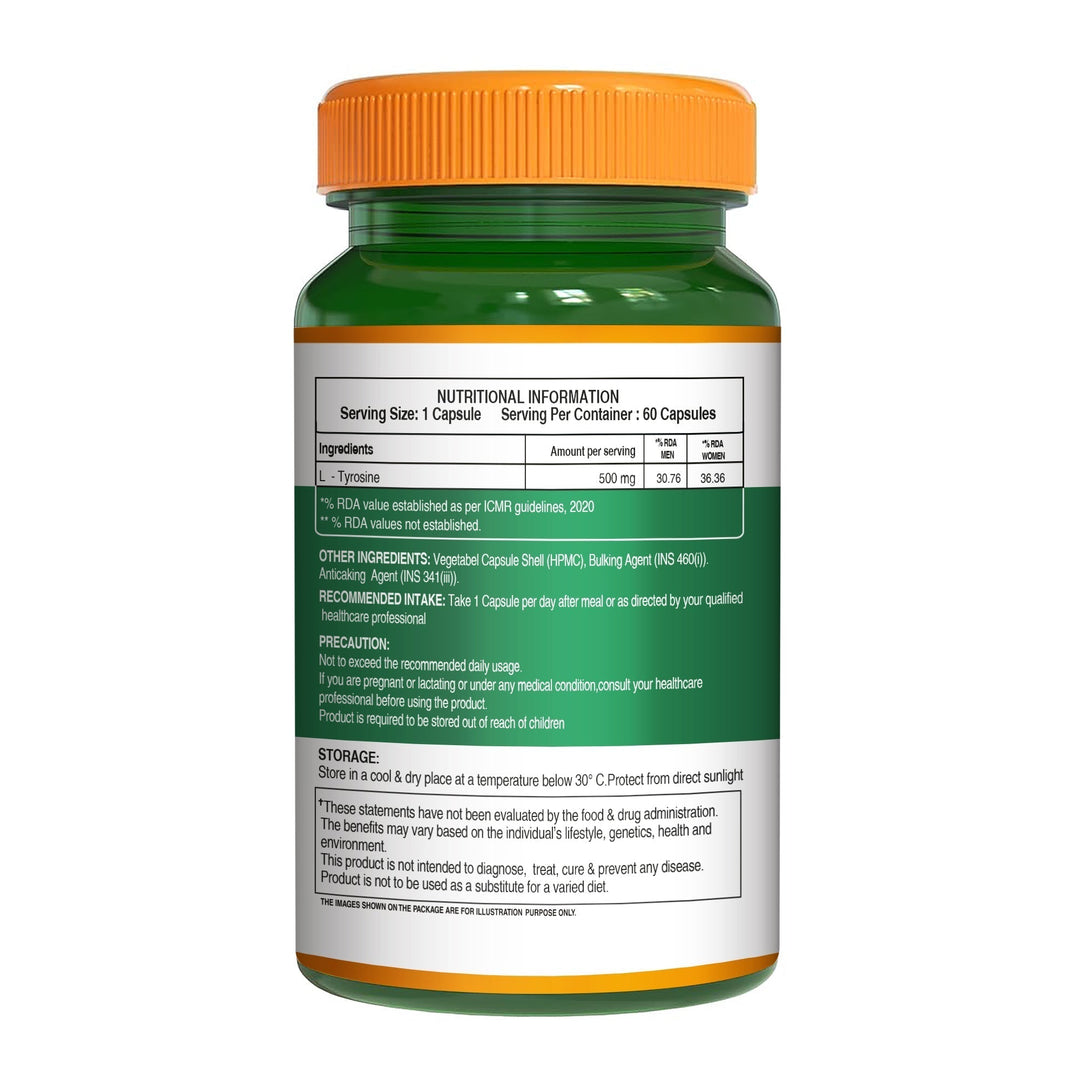L-Tyrosine 500mg Veg Capsules Focus, Mood & Stress Management